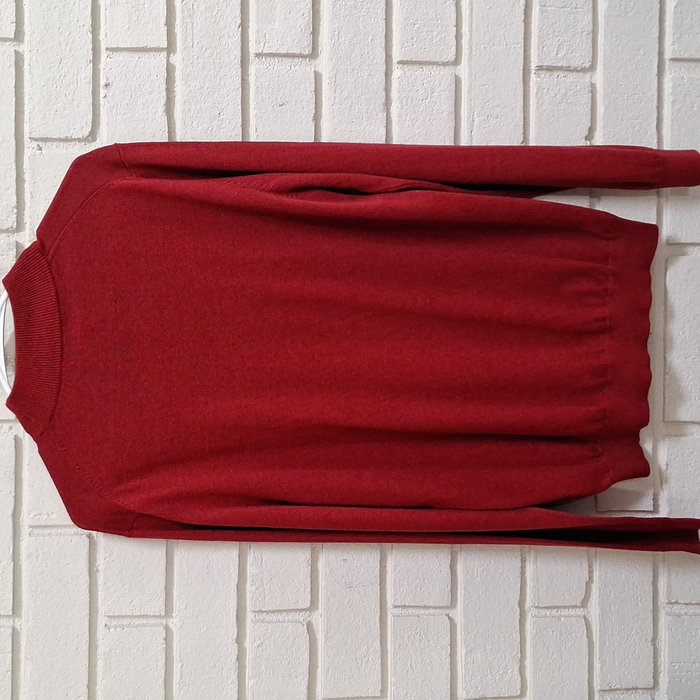 Paul Fredrick Cashmere/Silk Blend Red/Black Heathered Mockneck Sweater. Sz Med. - Picture 6 of 9